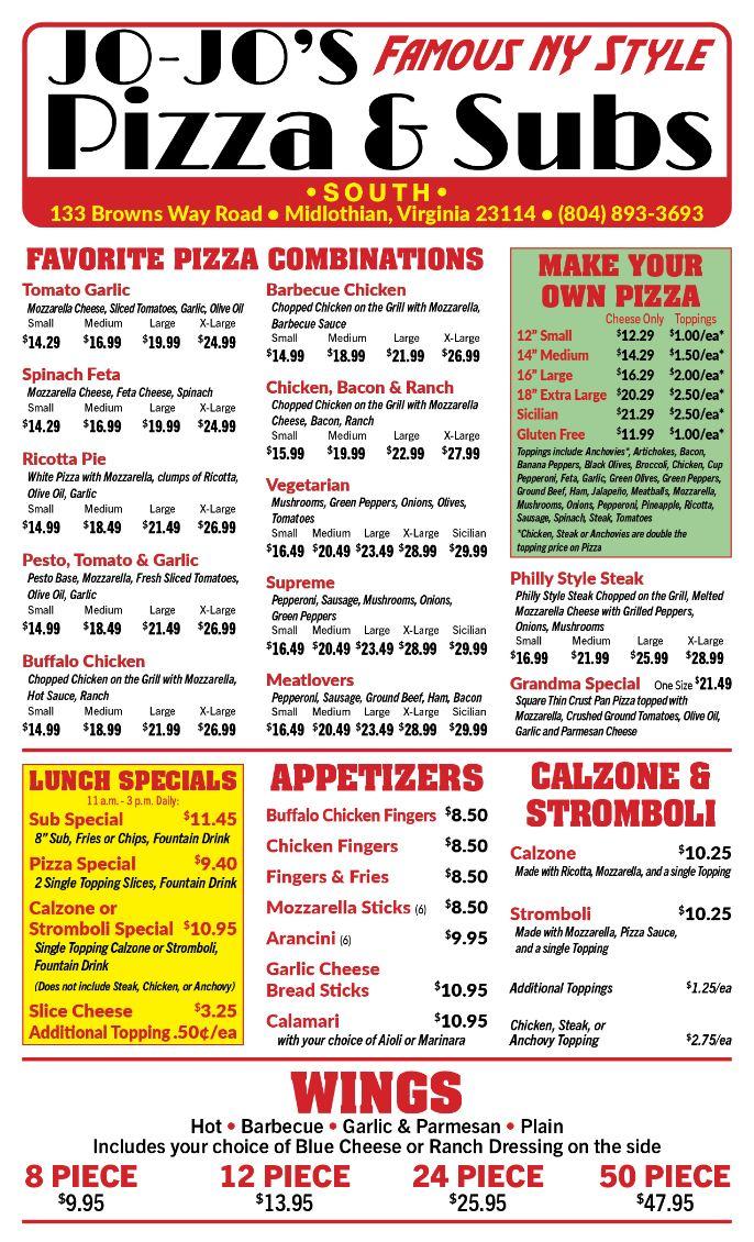 Menu Jo-Jo's Pizza South-2
